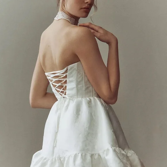 V. Chapman Ginny Strapless Corset Lace Mini Dress - Picture 5 of 10